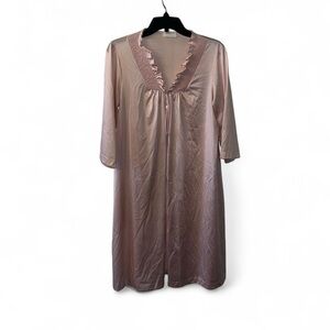 Pink satin robe | SMALL | Button Down | With One Pocket